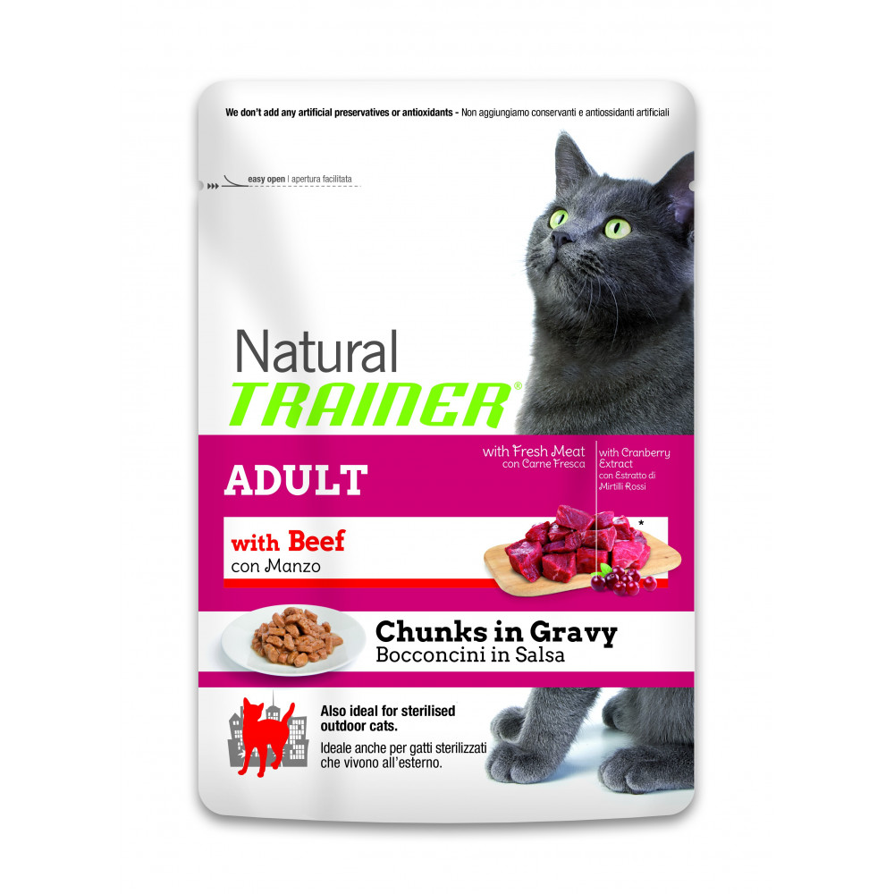 TRAINER NATURAL CAT ADULT BEEF SASZETKA 85 G. TRAINER NATURAL CAT ADULT BEEF SASZETKA 85 G.