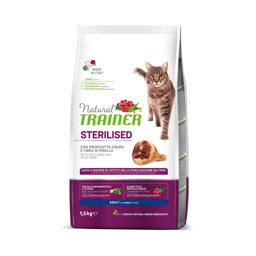 TRAINER NATURAL CAT STERILISED HAM 1,5 KG