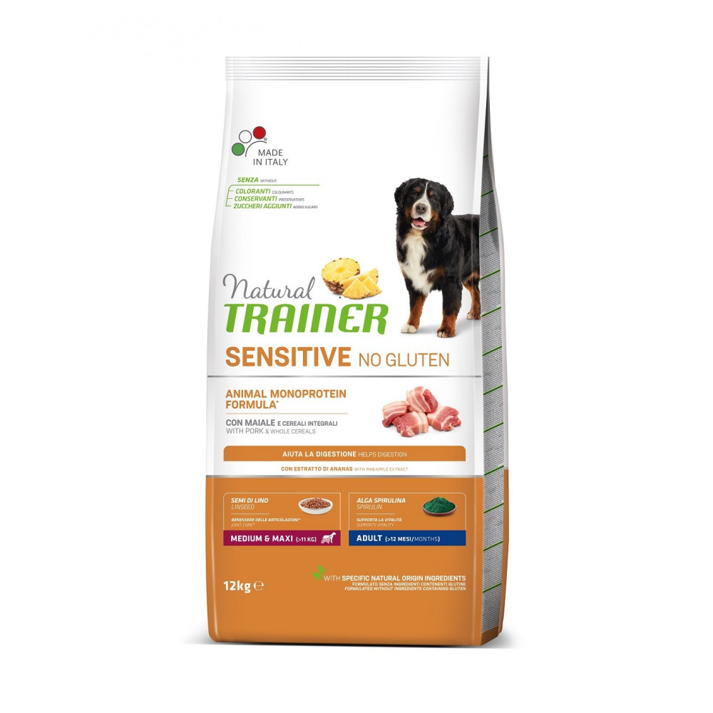 TRAINER SENSITIVE NO GLUTEN ADULT M/M PORK 12 kg TRAINER SENSITIVE NO GLUTEN ADULT M/M PORK 12 kg