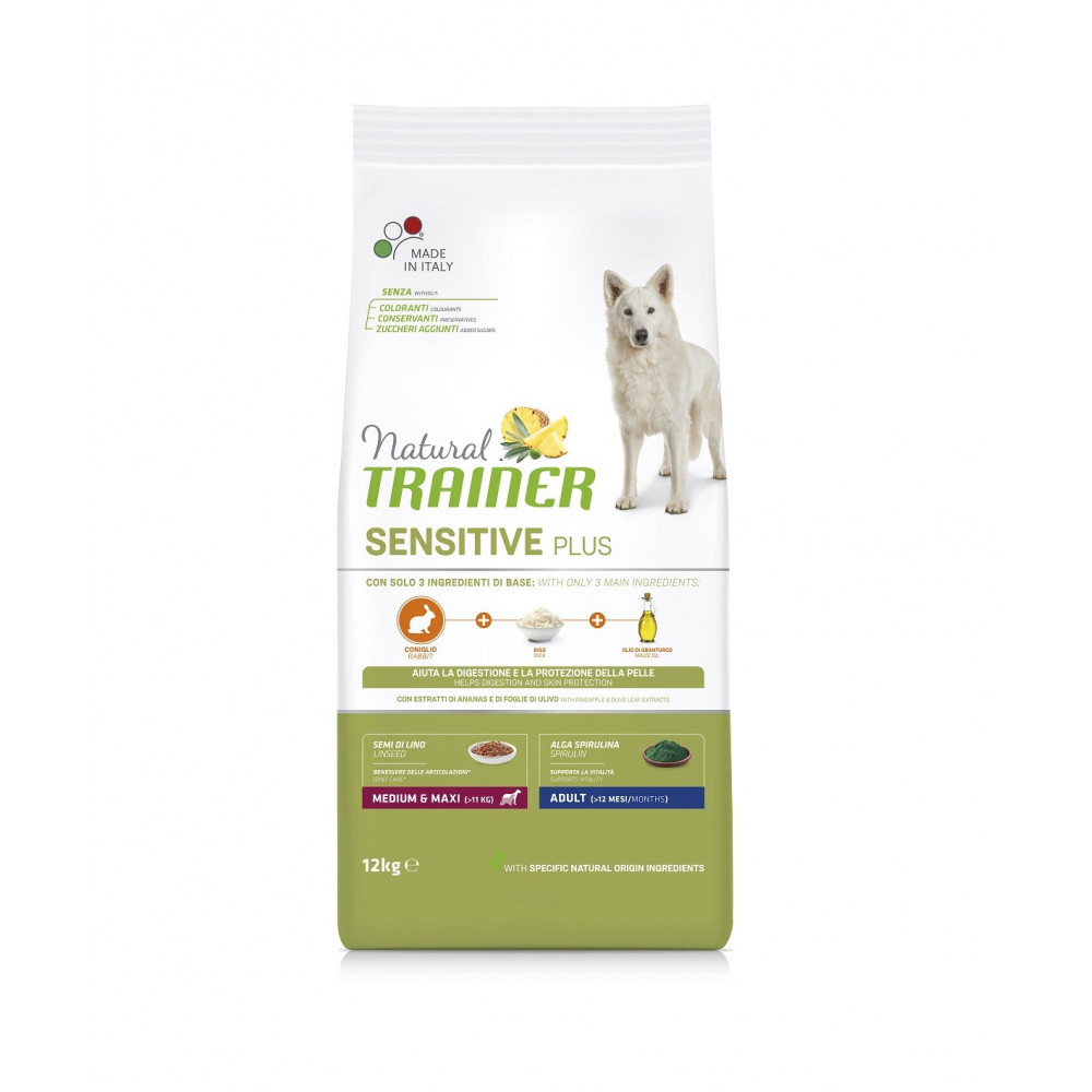 TRAINER SENSITIVE PLUS NO GLUTEN ADULT M/M RABBIT 12 kg TRAINER SENSITIVE PLUS NO GLUTEN ADULT M/M RABBIT 12 kg