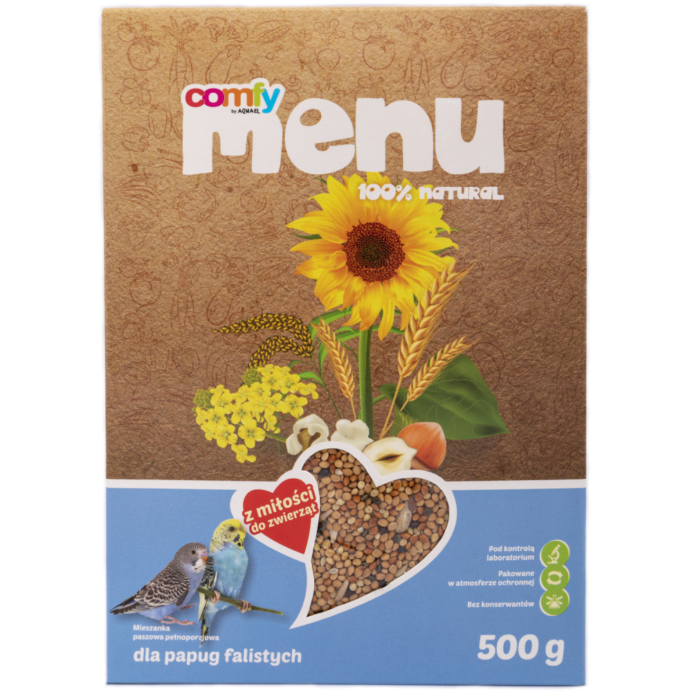 COMFY MENU POKARM DLA PAPUŻEK FALISTYCH 500 g