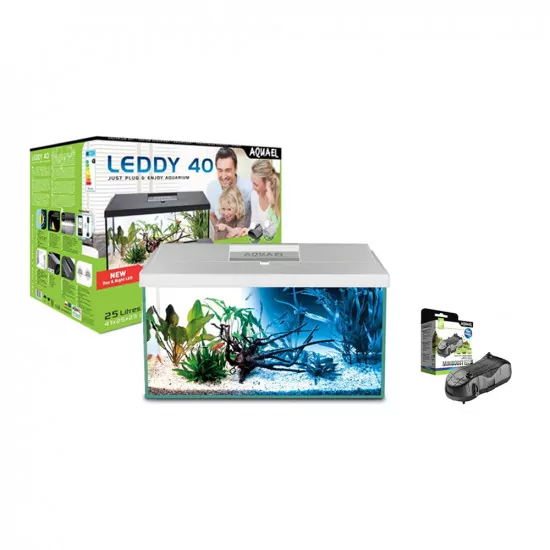 ZESTAW AKWARIOWY LEDDY DAY&NIGHT 40 BIAŁY  + NAPOWIETRZACZ MINIBOOST 200