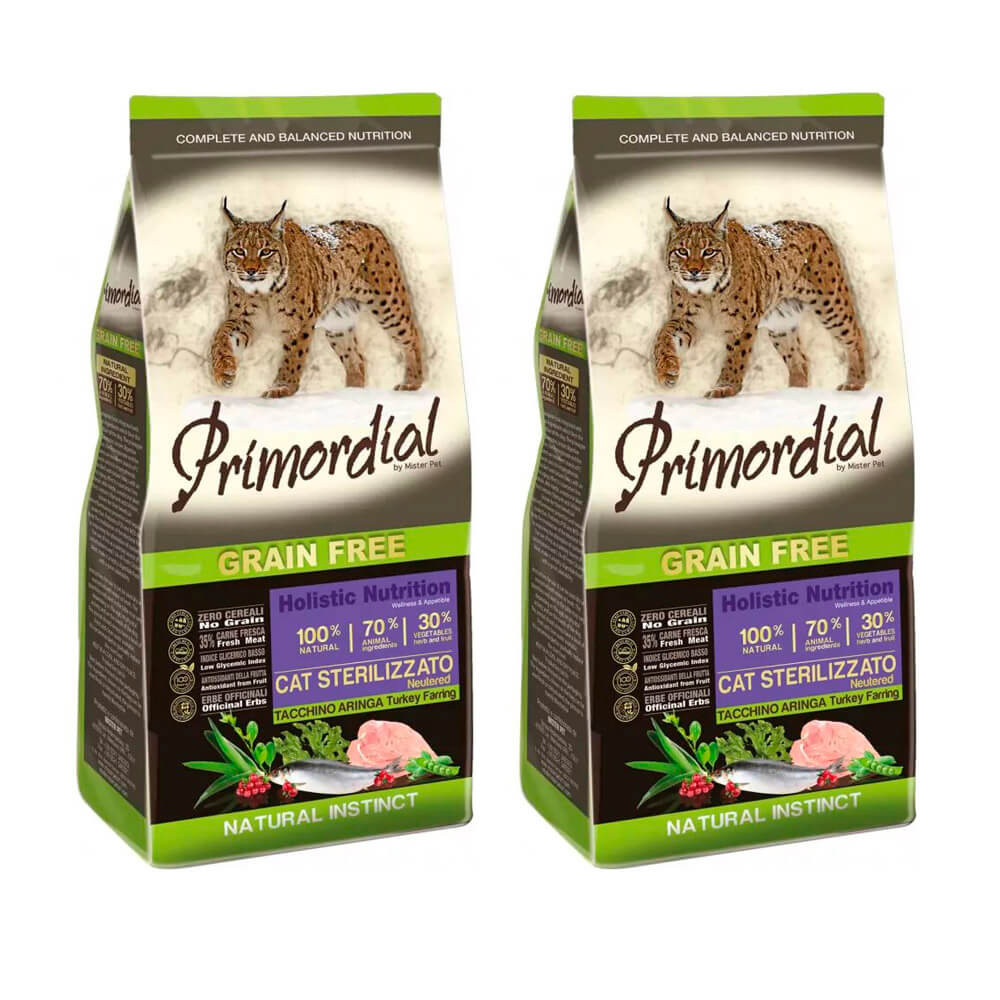 KARMA SUCHA PRIMORDIAL STERYLIZOWANY DOROSŁY KOT INDYK&ŚLEDŹ 2x2 KG