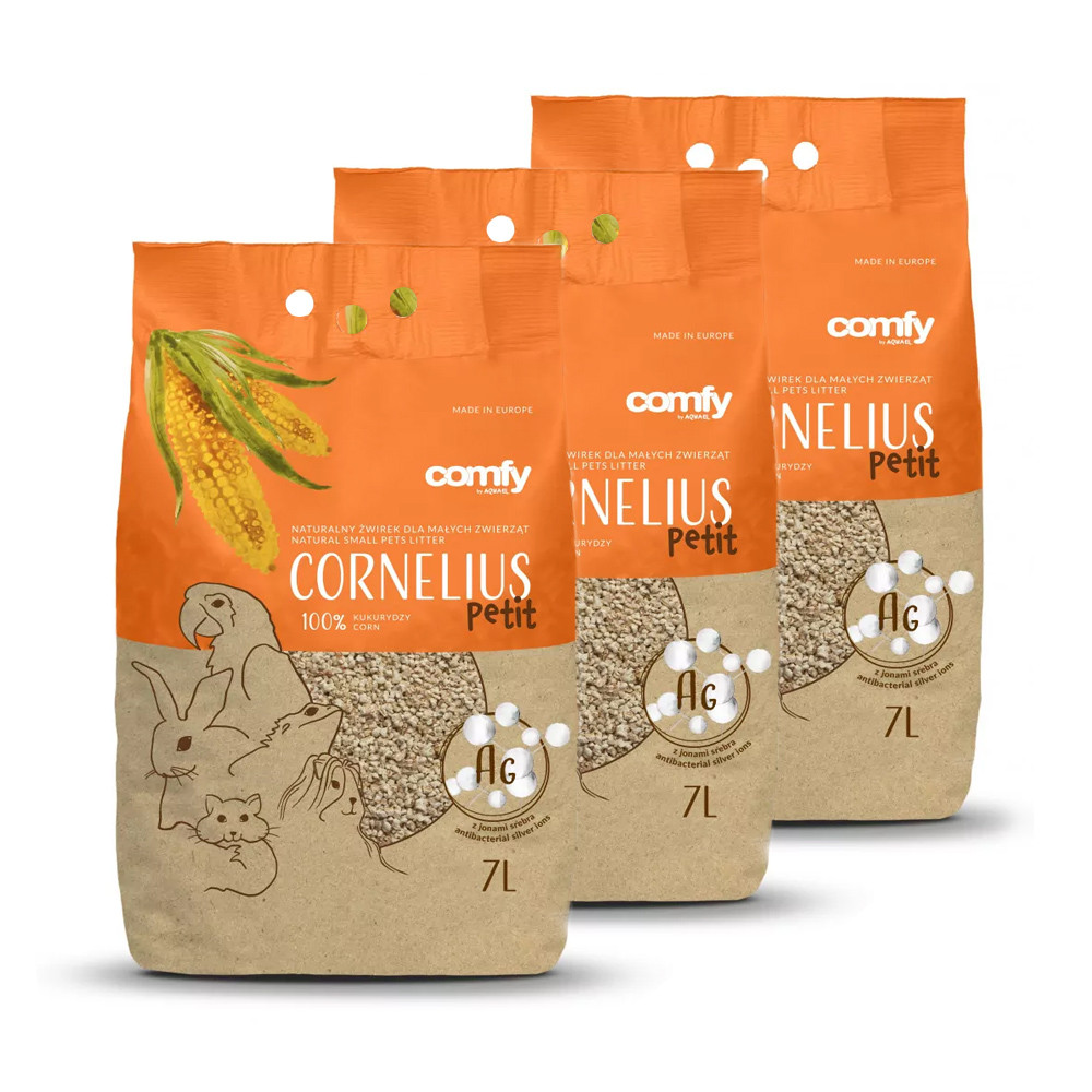 ŻWIREK KUKURYDZIANY COMFY CORNELIUS SILVER 7L x 3SZT ŻWIREK KUKURYDZIANY COMFY CORNELIUS SILVER 7L x 3SZT