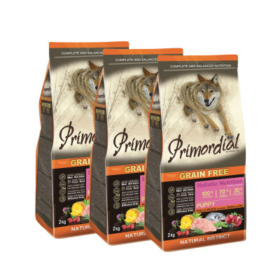 KARMA SUCHA PRIMORDIAL PUPPY KURCZAK & RYBY MORSKIE 3x2 KG