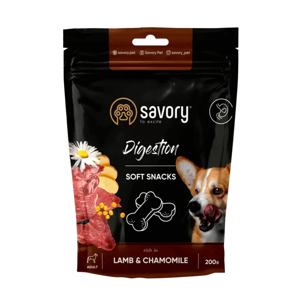 SAVORY MIĘKKIE PRZYSMAKI Z JAGNIĘCINĄ I RUMIANKIEM NA TRAWIENIE 200G SAVORY MIĘKKIE PRZYSMAKI Z JAGNIĘCINĄ I RUMIANKIEM NA TRAWIENIE 200G