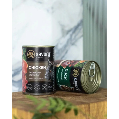 SAVORY PASZTET Z KURCZAKIEM DLA KOTÓW STERYLIZOWANYCH 400 G