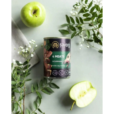 SAVORY KARMA MOKRA O SMAKU 4 MIĘS DLA WYBREDNYCH PSÓW WSZYSTKICH RAS 400 G