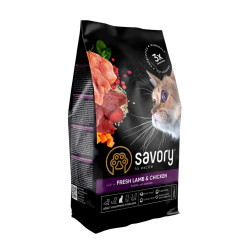 SAVORY KARMA SUCHA Z JAGNIĘCINĄ I KURCZAKIEM DLA KOTÓW DOROSŁYCH STERYLIZOWANYCH 2 KG