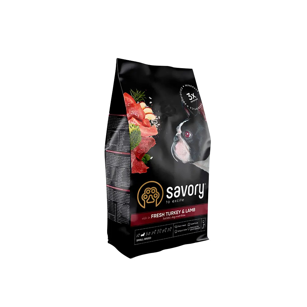 SAVORY KARMA SUCHA Z INDYKIEM I JAGNIĘCINĄ DLA PSÓW DOROSŁYCH MAŁYCH RAS 1 KG SAVORY KARMA SUCHA Z INDYKIEM I JAGNIĘCINĄ DLA PSÓW DOROSŁYCH MAŁYCH RAS 1 KG