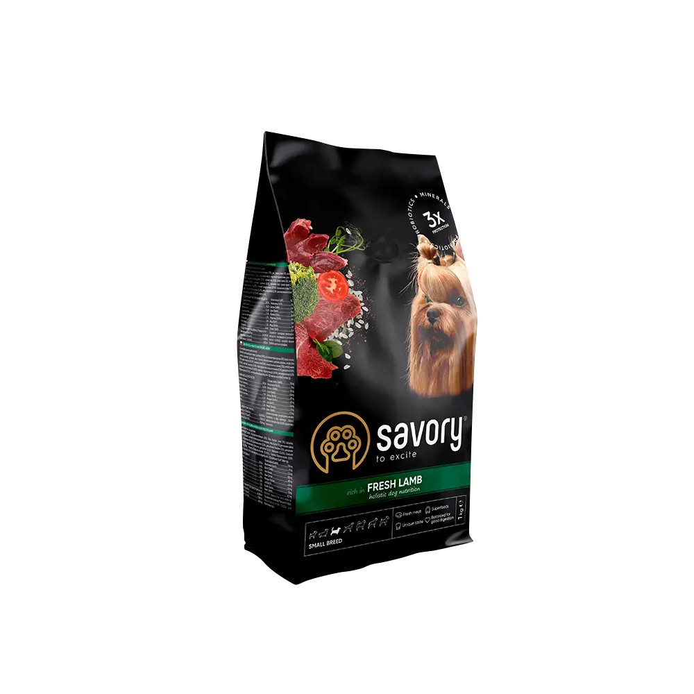 SAVORY KARMA SUCHA Z JAGNIĘCINĄ DLA PSÓW DOROSŁYCH MAŁYCH RAS 3 KG