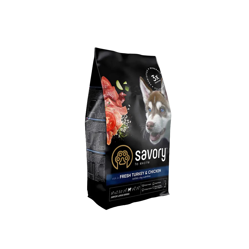SAVORY KARMA SUCHA Z INDYKIEM I KURCZAKIEM DLA JUNIORÓW DUŻYCH RAS 12 KG SAVORY KARMA SUCHA Z INDYKIEM I KURCZAKIEM DLA JUNIORÓW DUŻYCH RAS 12 KG