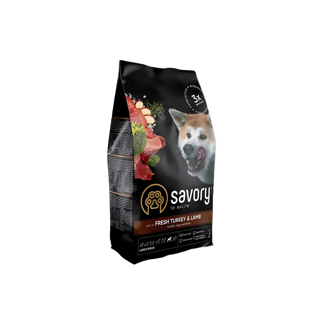 SAVORY KARMA SUCHA Z INDYKIEM Z JAGNIĘCINĄ DLA PSÓW DOROSŁYCH DUŻYCH RAS 12 KG SAVORY KARMA SUCHA Z INDYKIEM Z JAGNIĘCINĄ DLA PSÓW DOROSŁYCH DUŻYCH RAS 12 KG