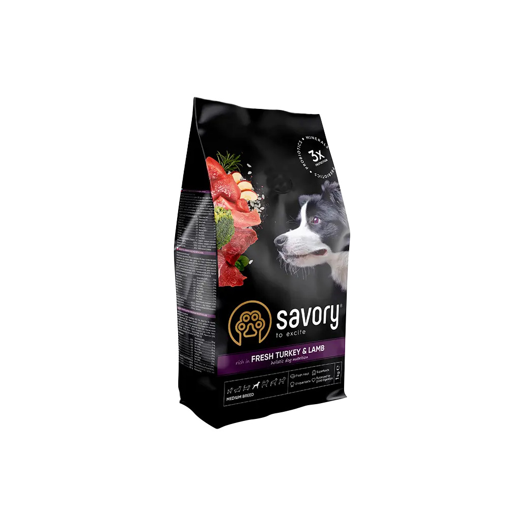 SAVORY KARMA SUCHA Z INDYKIEM I JAGNIĘCINA DLA PSÓW DOROSŁYCH ŚREDNICH RAS 12 KG SAVORY KARMA SUCHA Z INDYKIEM I JAGNIĘCINA DLA PSÓW DOROSŁYCH ŚREDNICH RAS 12 KG