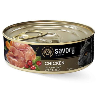 SAVORY PASZTET Z KURCZAKIEM DLA KOTÓW STERYLIZOWANYCH 100G