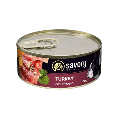 SAVORY KARMA MOKRA Z INDYKIEM DLA WYBREDNYCH PSÓW WSZYSTKICH RAS 100 G