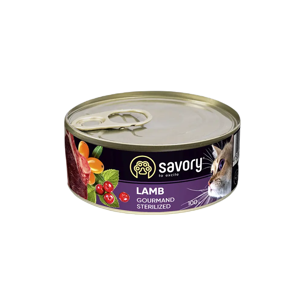 SAVORY PASZTET Z JAGNIĘCINĄ DLA KOTÓW STERYLIZOWANYCH 100 G