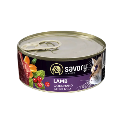 SAVORY PASZTET Z JAGNIĘCINĄ DLA KOTÓW STERYLIZOWANYCH 100 G