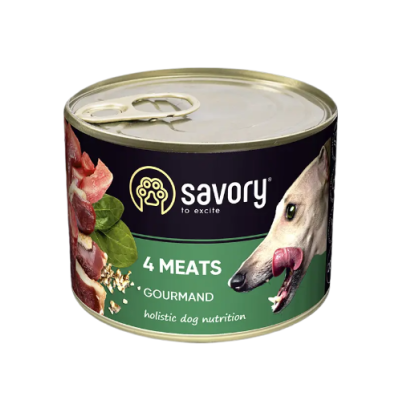 SAVORY KARMA MOKRA O SMAKU 4 MIĘS DLA WYBREDNYCH PSÓW WSZYSTKICH RAS 200 G
