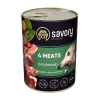 SAVORY KARMA MOKRA O SMAKU 4 MIĘS DLA WYBREDNYCH PSÓW WSZYSTKICH RAS 400 G