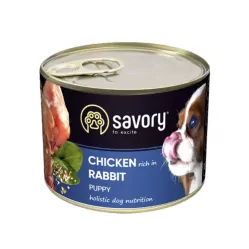 SAVORY KARMA MOKRA Z KURCZAKIEM I KRÓLIKIEM DLA SZCZENIĄT WSZYSTKICH RAS OD 3 MIESIĄCA ŻYCIA 200 G