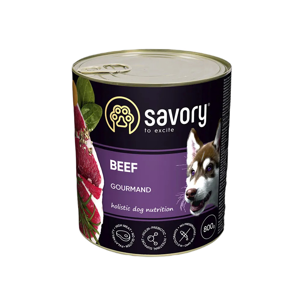 SAVORY KARMA MOKRA Z WOŁOWINĄ DLA WYBREDNYCH DOROSŁYCH PSÓW WSZYSTKICH RAS 800 G SAVORY KARMA MOKRA Z WOŁOWINĄ DLA WYBREDNYCH DOROSŁYCH PSÓW WSZYSTKICH RAS 800 G