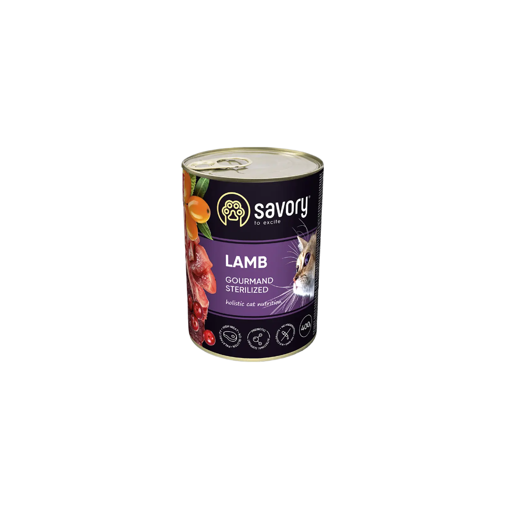 SAVORY PASZTET Z JAGNIĘCINĄ DLA KOTÓW WYSTERYLIZOWANYCH 400 G