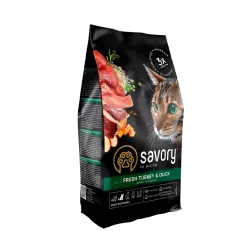SAVORY KARMA SUCHA DLA KOTÓW DOROSŁYCH Z INDYKIEM I KACZKĄ 2 KG