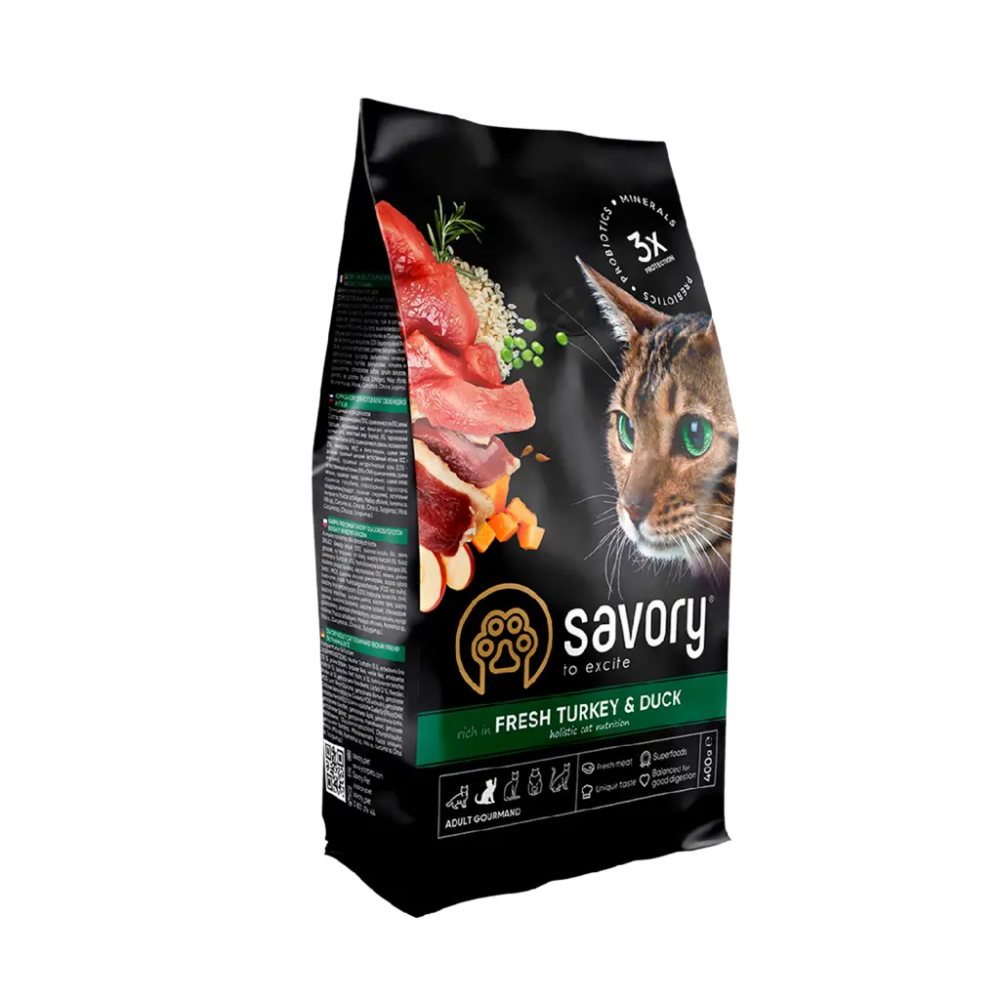 SAVORY KARMA SUCHA DLA KOTÓW DOROSŁYCH Z INDYKIEM I KACZKĄ 400 G SAVORY KARMA SUCHA DLA KOTÓW DOROSŁYCH Z INDYKIEM I KACZKĄ 400 G