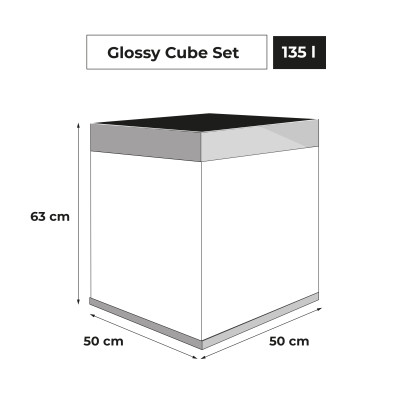 AQUAEL ZESTAW AKWARIOWY GLOSSY ST CUBE D&N SZARY + SZAFKA