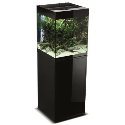 AQUAEL ZESTAW AKWARIOWY GLOSSY CUBE ST 50 D&N CZARNY + SZAFKA GLOSSY