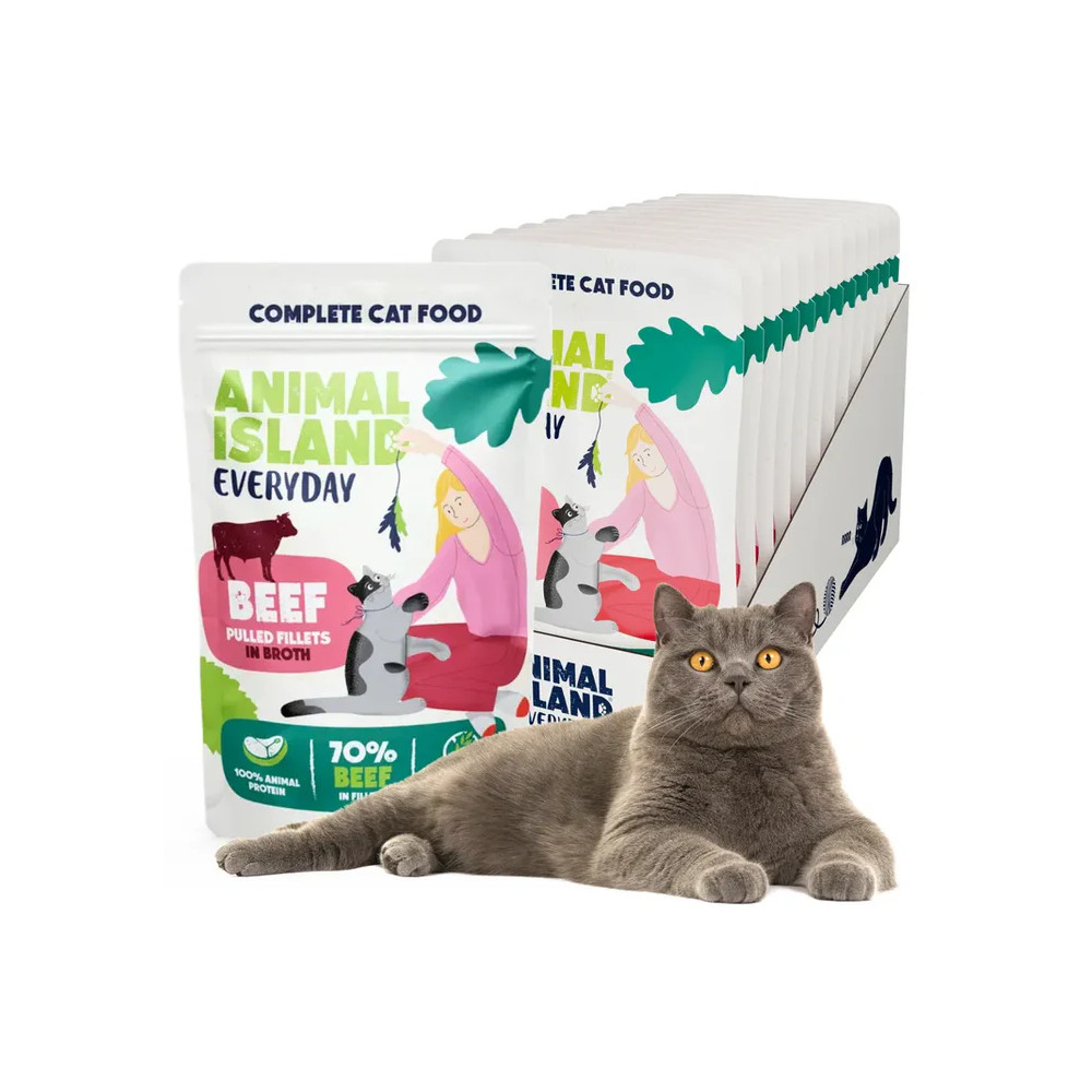 ANIMAL ISLAND SASZETKI DLA KOTA WOŁOWINA 12X85G ANIMAL ISLAND SASZETKI DLA KOTA WOŁOWINA 12X85G