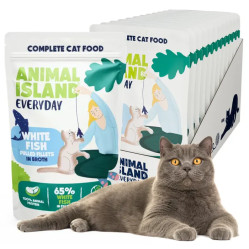 ANIMAL ISLAND SASZETKI DLA KOTA BIAŁA RYBA 12X85G