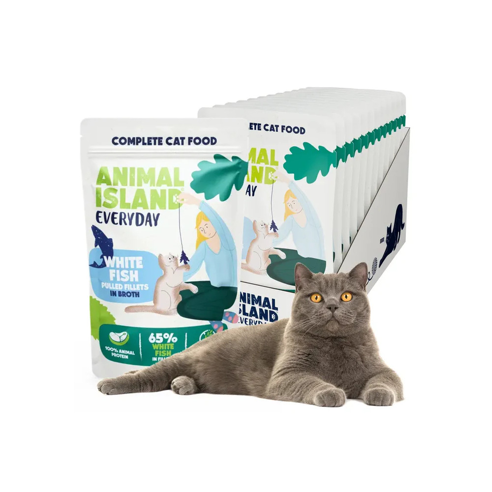 ANIMAL ISLAND SASZETKI DLA KOTA BIAŁA RYBA 12X85G