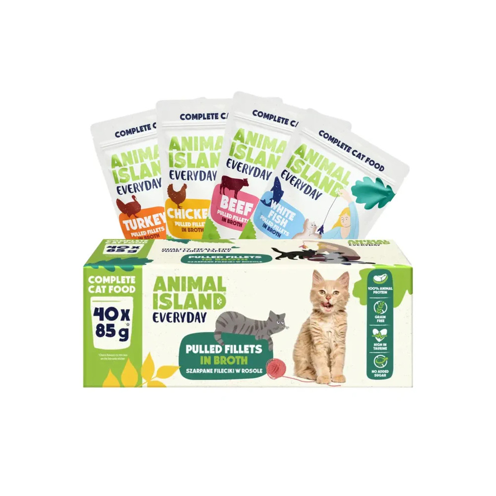ANIMAL ISLAND SASZETKI DLA KOTA WOŁOWINAKURCZAKINDYKBIAŁA RYBA 40X85G ANIMAL ISLAND SASZETKI DLA KOTA WOŁOWINAKURCZAKINDYKBIAŁA RYBA 40X85G