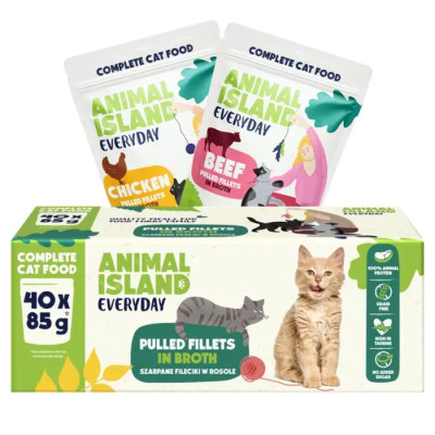 ANIMAL ISLAND SASZETKI DLA KOTA WOŁOWINA/KURCZAK 40X85G