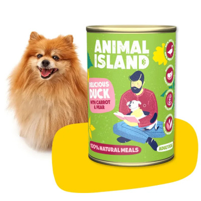 ANIMAL ISLAND MOKRA KARMA DLA PSA KACZKA Z MARCHEWKĄ I GRUSZKĄ 400G