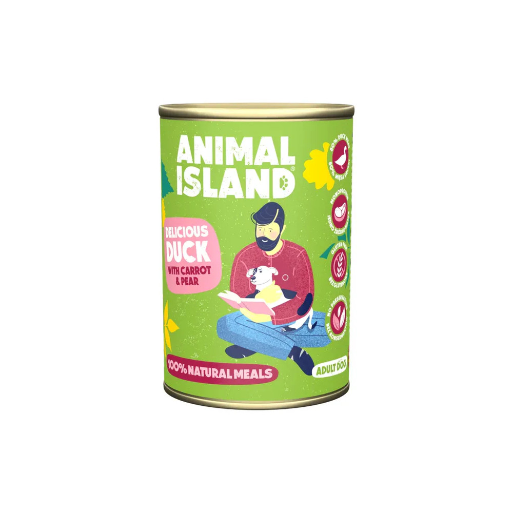 ANIMAL ISLAND MOKRA KARMA DLA PSA KACZKA Z MARCHEWKĄ I GRUSZKĄ 400G ANIMAL ISLAND MOKRA KARMA DLA PSA KACZKA Z MARCHEWKĄ I GRUSZKĄ 400G