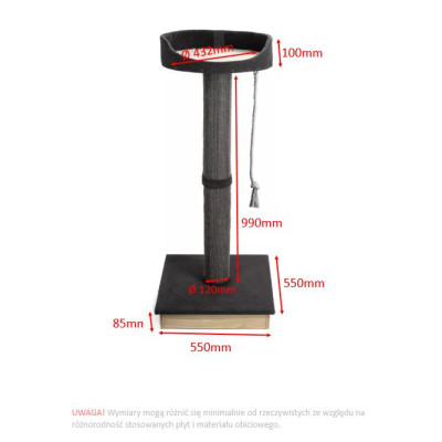 ECOMFY DRAPAK TOWER 120CM SZARY