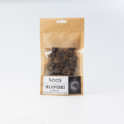 ROGY KLOPSIKI WOŁOWE Z PYŁEM Z POROŻA JELENIA 80G