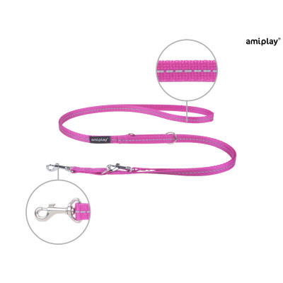 AMIPLAY SMYCZ 6in1 REFLECTIVE M 1-2m RÓŻOWY