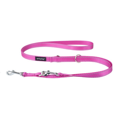 AMIPLAY SMYCZ 6in1 REFLECTIVE L 1-2m RÓŻOWY
