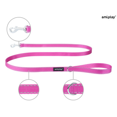 AMIPLAY SMYCZ REFLECTIVE XL 150cm RÓŻOWY