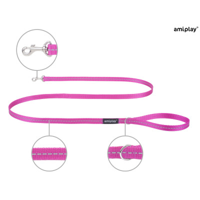AMIPLAY SMYCZ REFLECTIVE S 150cm RÓŻOWY