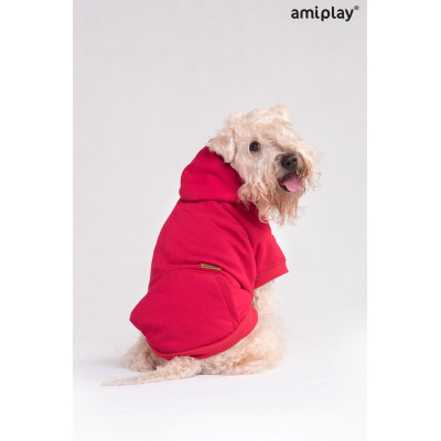 AMIPLAY CZERWONA BLUZA Z KAPTUREM DLA DUŻEGO PSA TEXAS 45 CM