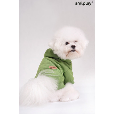 AMIPLAY ZIELONA BLUZA Z KAPTUREM DLA DUŻEGO PSA TEXAS 45 CM