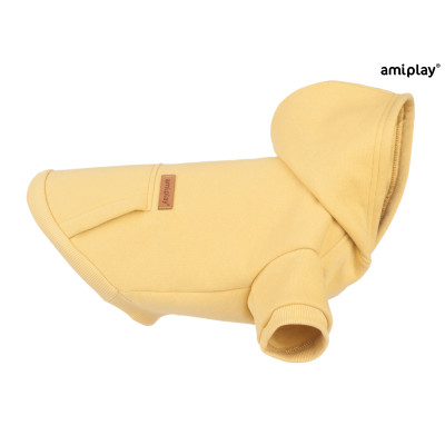 AMIPLAY ŻÓŁTA BLUZA Z KAPTUREM DLA DUŻEGO PSA TEXAS 50 CM