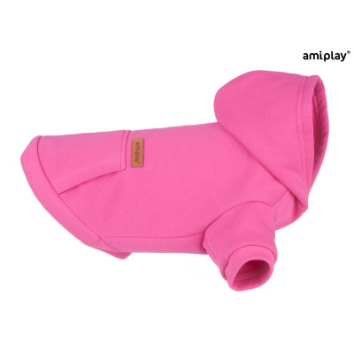AMIPLAY RÓŻOWA BLUZA Z KAPTUREM DLA DUŻEGO PSA TEXAS 50 CM