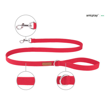 AMIPLAY CZERWONA MIEJSKA SMYCZ DLA DUŻEGO PSA COTTON L 140CM