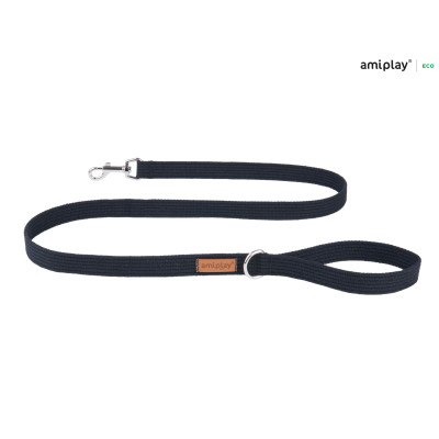 AMIPLAY CZARNA MIEJSKA SMYCZ DLA DUŻEGO PSA COTTON XL 140CM